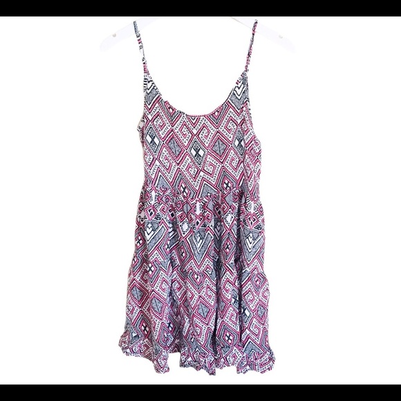 FUN & FLIRT Tribal Print Spaghetti Strap Caged Back Mini Dress Pink Size Medium - Picture 4 of 11